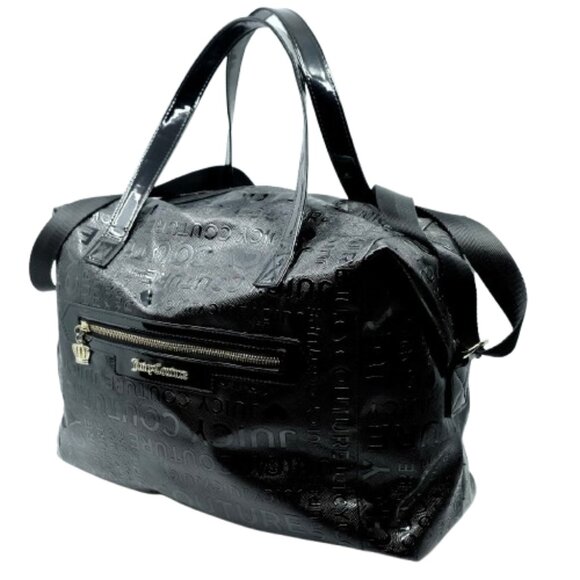 JUICY COUTURE~Black Patent Leather Duffle Weekender Travel Bag - Picture 2 of 5